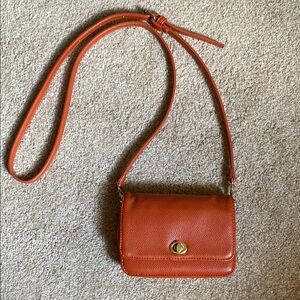 Elegant Orange Leather Crossbody Bag